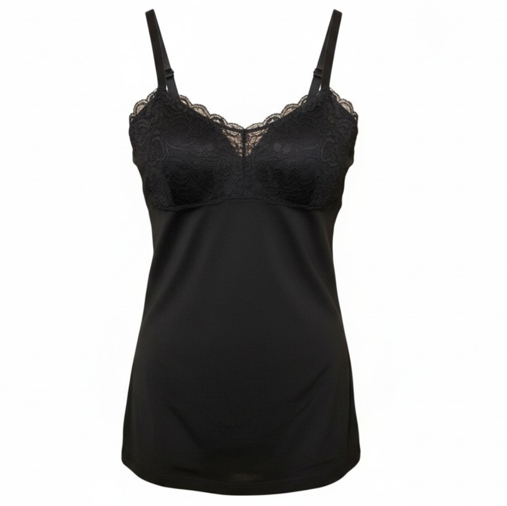 Black Lace-Trim Camisole Tank for Women. Sz S